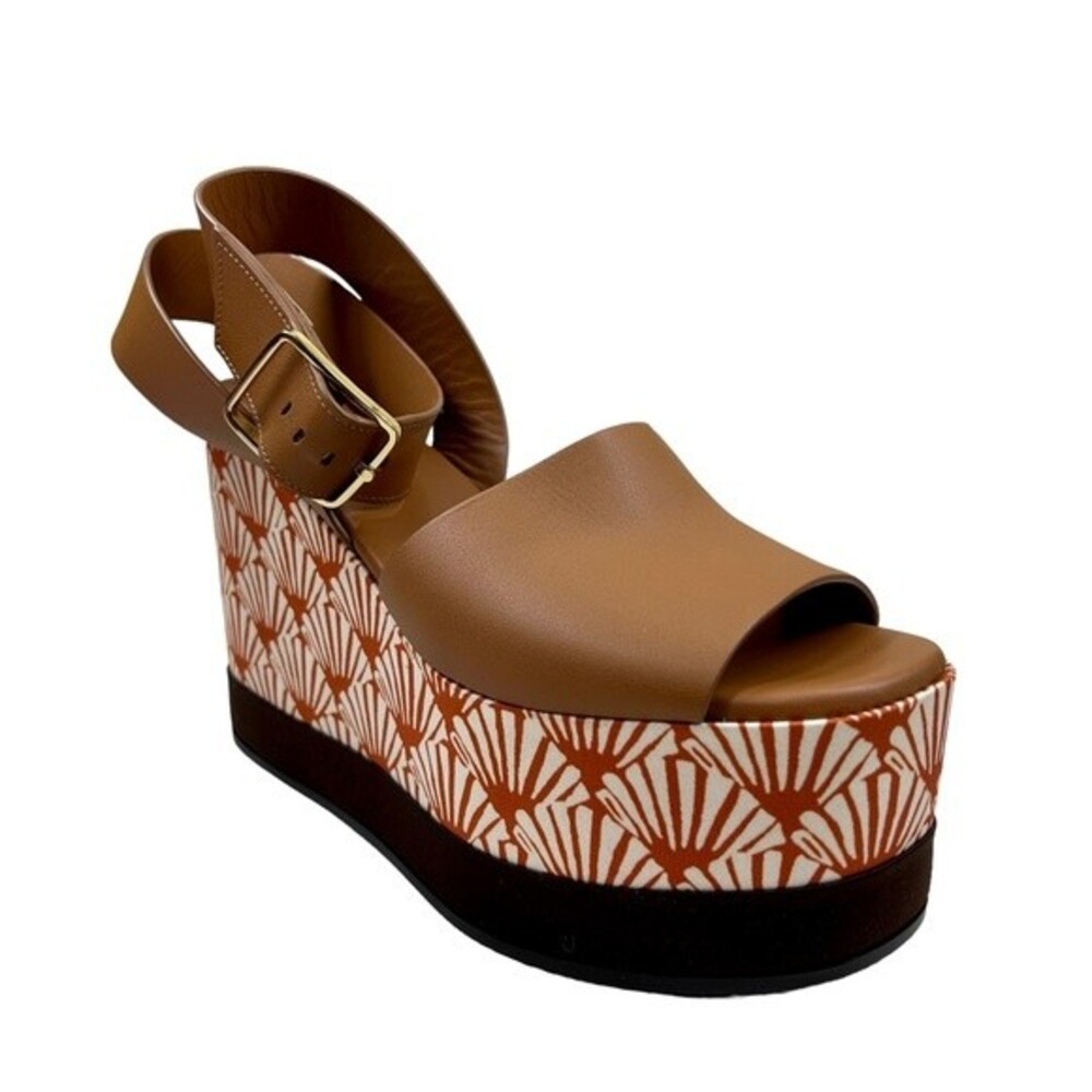 NIB LA DoubleJ High Plateau Ventaglio in Twill Leather Platform Sandals 10